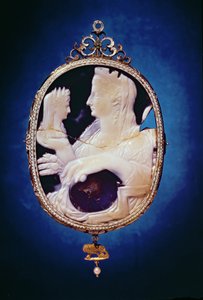 Sardonyx-Kamee mit dem Profil von Livia, der Frau von Kaiser Augustus und Tiberius, 1. Jahrhundert